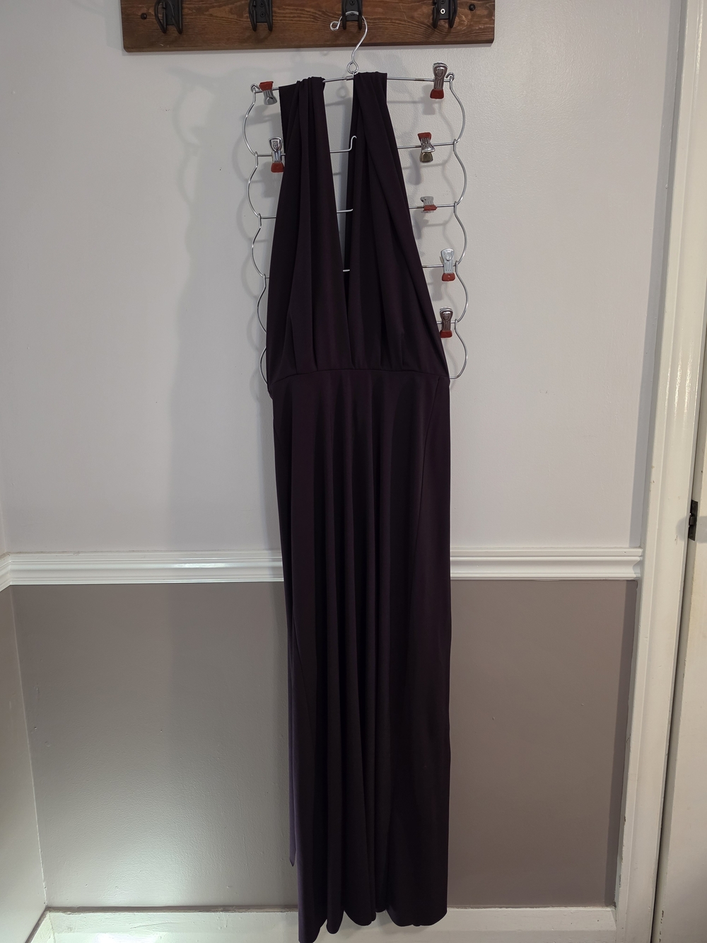 Moda International Deep Plum Halter Maxi Gown